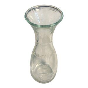 Vintage Bormioli Rocco Italian Carafe – 0.25L Quarto Litro Embossed Clear Glass